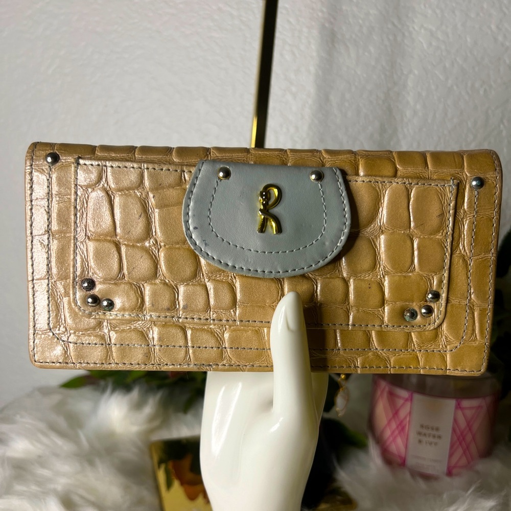 Roberta Di Camarino Crocodile embossed Leather Wallet.